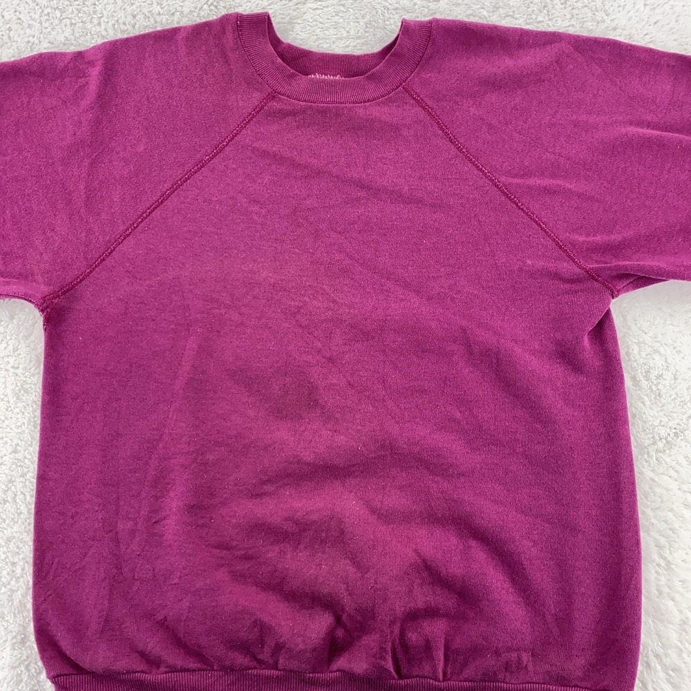 Vintage Blank Purple Tultex Sweatshirt SHORT XXS‎ Crewneck Raglan Pullover 90s